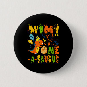 Mimi van de one-a-saurus 1e verjaardag dinosaurus ronde button 5,7 cm