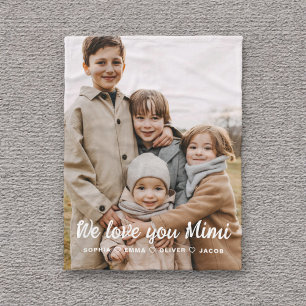 Mimi We Love You Hearts Modern Single Photo Fleece Deken