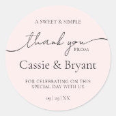 Miminal Modern Zwart-Wit Bruiloft Dank U Ronde Sticker (Voorkant)