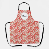 Mimi's aangepaste monogram bloempatroon rood schort (Voorkant)