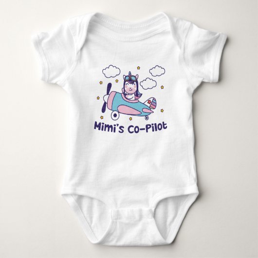 Mimi's Co-Pilot - Eenhoorn Vliegtuig Romper (Voorkant)