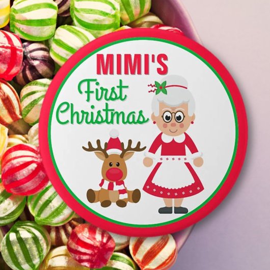 Mimi's eerste kerstknop ronde button 7,6 cm