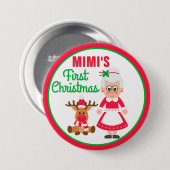 Mimi's eerste kerstknop ronde button 7,6 cm (Voorkant /achterkant)