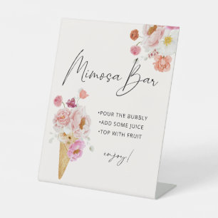 Mimosa Bar Bloem IJscrème Voetstuk Bord Reclamebord Met Voetstuk