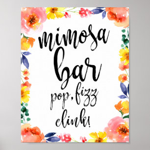 Mimosa Bar Bloemenschildering 8x10 Trouwbord Poster