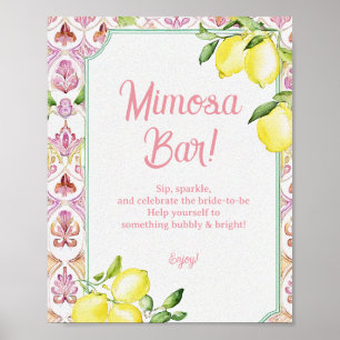 Mimosa Bar Bord Pink Geel Citroen   Bruidsdouche Poster