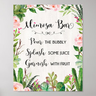 Mimosa Bar Bord Succulente Cactus Bloemige Trouw Poster