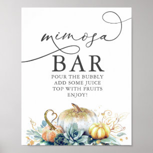 Mimosa Bar Bord Succulenten Pompoenen Bruidsfeest Poster