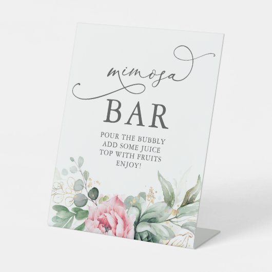 Mimosa Bar Bord Voor Bruidsuitje Brunch Reclamebord Met Voetstuk (Voorkant)