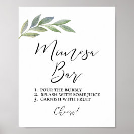Mimosa Bar Borduren Olijfblad Groene Shower Bord Poster
