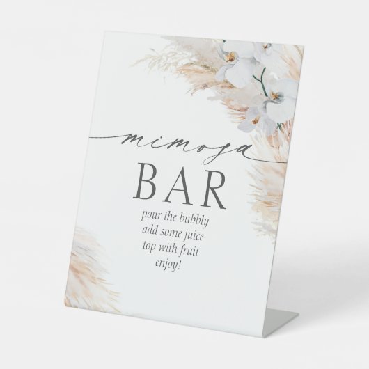 Mimosa Bar Bridal Brunch Pampas Grass Reclamebord Met Voetstuk (Voorkant)