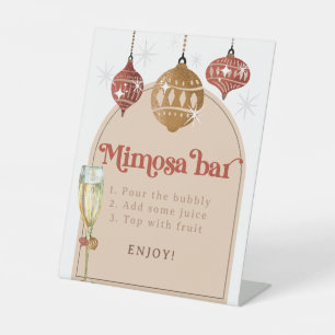 Mimosa Bar Bubble Retro Bauble Christmas Bridal Reclamebord Met Voetstuk