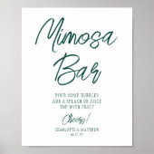 Mimosa Bar Cheers Modern Emerald Green Script Poster (Voorkant)