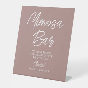 Mimosa Bar Cheers Modern Script Roos Gold Reclamebord Met Voetstuk