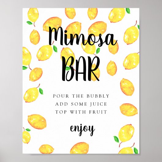 Mimosa Bar Citroen Bruidsfeest Hoofdgerecht Poster (Voorkant)