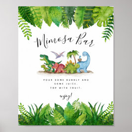 Mimosa Bar Dinosaur Baby shower Poster