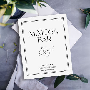 Mimosa Bar Elegante Bruiloftsontvangst Zwart & Wit Poster