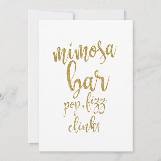 Mimosa Bar Gold Glitter Betaalbaar Weddenschap Kaart (Voorkant)