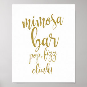 Mimosa Bar Gouden Glitter 8x10 Trouwbord Poster