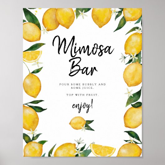 Mimosa Bar Lemon Baby shower Poster (Voorkant)