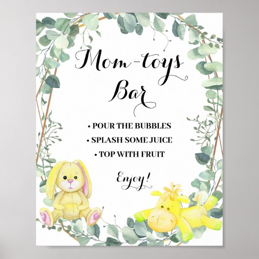 Mimosa Bar Momosa Bar Beer Greenery Baby shower Poster (Voorkant)