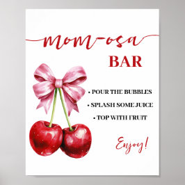 Mimosa Bar Momosa Bar Cherry Coquette Baby shower Poster