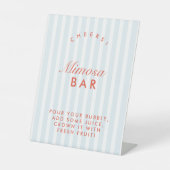 Mimosa Bar Retro Rood & Blauw Bachelorette Reclamebord Met Voetstuk (Voorkant)