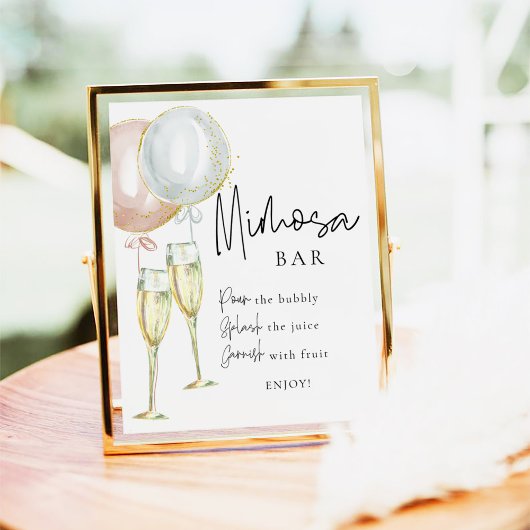 Mimosa Bar Roze & Blauw Ballon Geslacht onthullen  Poster