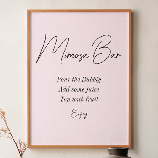 Mimosa Bar Roze Bruiloftsontbijt Poster