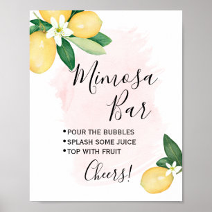 Mimosa Bar Sign Bridal Weddenschap Shower Pink Lem Poster