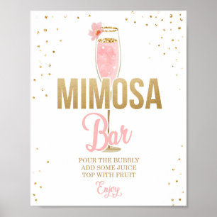 Mimosa Bar Sign Brunch en Bubble Vrijgezellenfeest Poster