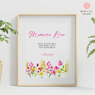 Mimosa Bar Sign Wildflower Vrijgezellenfeest Bloem Poster
