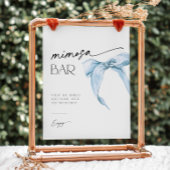 Mimosa Bar Teken met stoffige blauwe strik Vrijgez Reclamebord Met Voetstuk