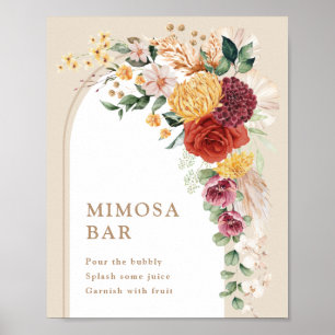 Mimosa Bar Tropisch Boho Bloemenschild Poster