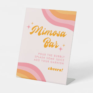 Mimosa Bar Versuft & Betrokken Groovy Roze & Sinaa Reclamebord Met Voetstuk