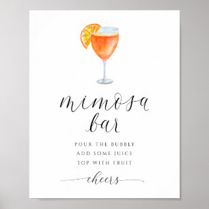Mimosa Bar Vrijgezellenfeest Teken Waterverf Poster
