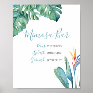 Mimosa Bar Waterverf Tropische bloemen Poster