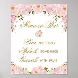 Mimosa Bar Wedding Decorting Blush Pink Floral Poster