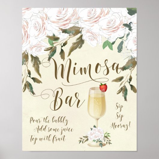Mimosa Bar Wedding Sign Iory florals Poster (Voorkant)
