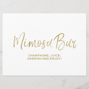 "Mimosa Bar" Wedding Sign   Stijlvolle Golden Kaart