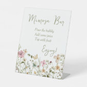 Mimosa Bar Wildflower Bruidsfeest Reclamebord Met Voetstuk (Voorkant)