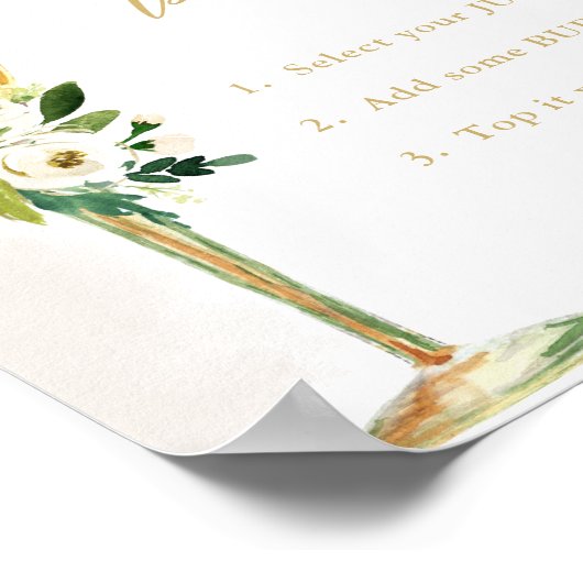 Mimosa Bar Witte en Gouden Bloemen & Glazen Douche Poster (Hoek)