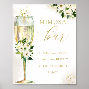 Mimosa Bar Witte en Gouden Bloemen & Glazen Douche Poster