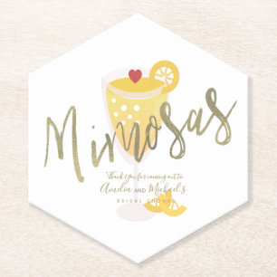Mimosa Bruidsfeest Dank Je Wel Goud Geel Kartonnen Onderzetters