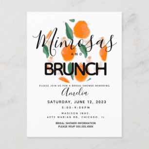 Mimosa Brunch Hand Getekende Bruidsborrel  Briefkaart