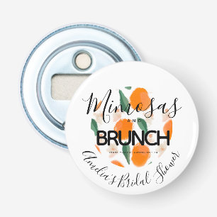 Mimosa Brunch Hand Getekende Bruidsdouche Button Flesopener