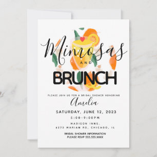 Mimosa Brunch Main tiré nuptiale douche Invitation