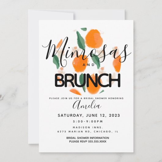 Mimosa Brunch Main tiré nuptiale douche Invitation (Devant)