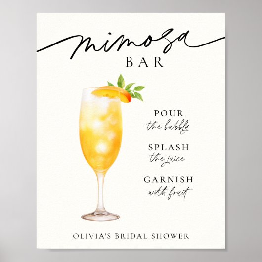 Mimosa Champagne Bar Drink Teken Poster (Voorkant)