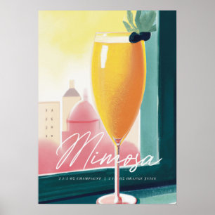 Mimosa Cocktail Morning Sunrise Retro Poster